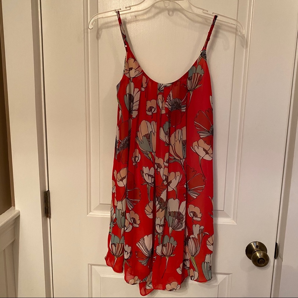 E BY ELOISE ANTHROPOLOGIE TOP TANK RED WHITE FLORAL Size XS